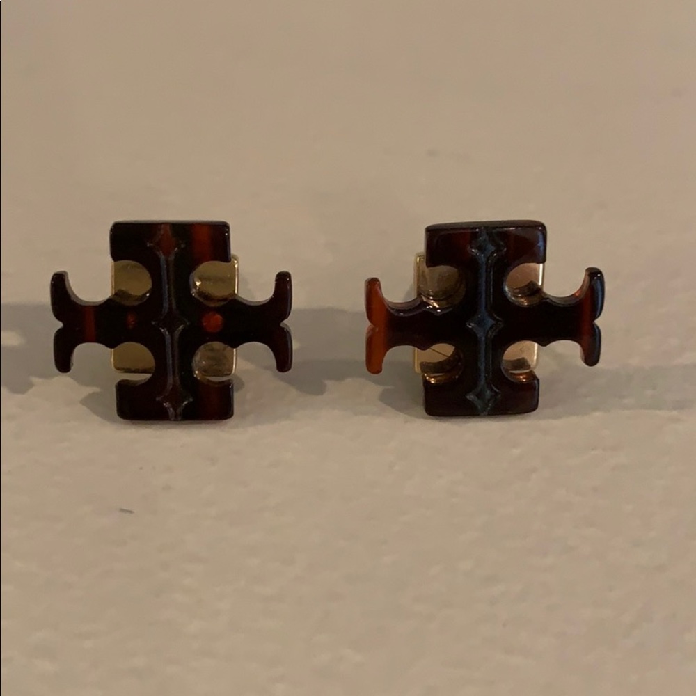 Tory Burch Tortoise Logo Earrings